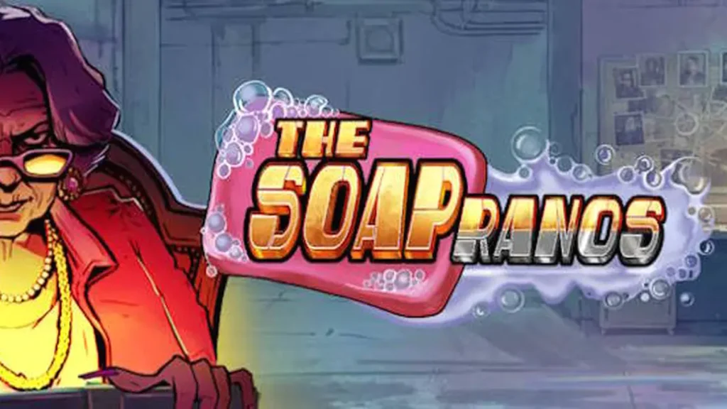 Cenário urbano estilizado e vibrante do jogo Soapranos