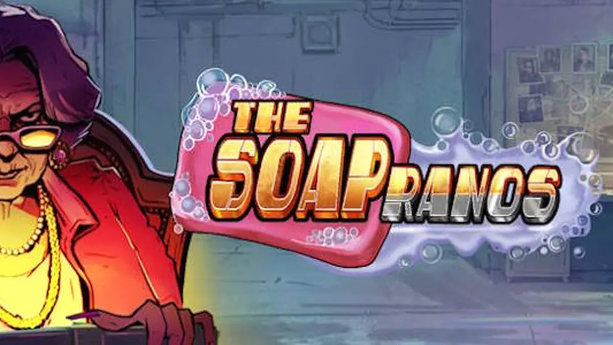 Cenário urbano estilizado e vibrante do jogo Soapranos